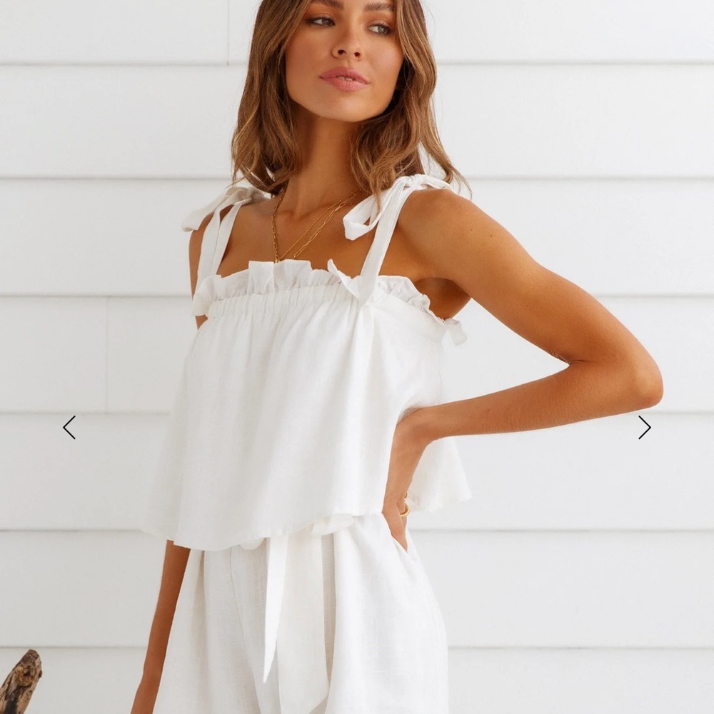 Hello Molly White Ruffle Jumpsuit